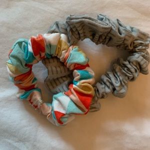 gray lines and rainbow triangle Scrunchies